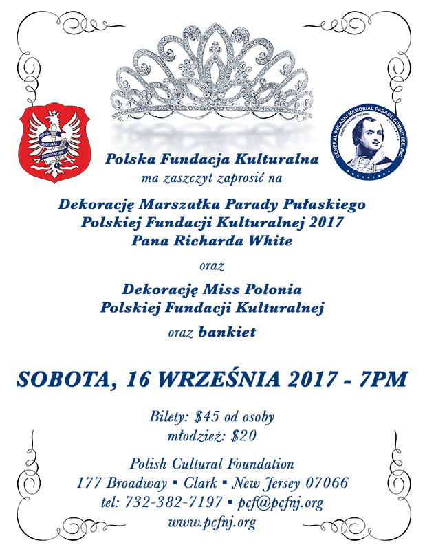 Dekoracja Marszałka Parady Pułaskiego oraz Miss Polonia Polskiej Fundacji Kulturalnej