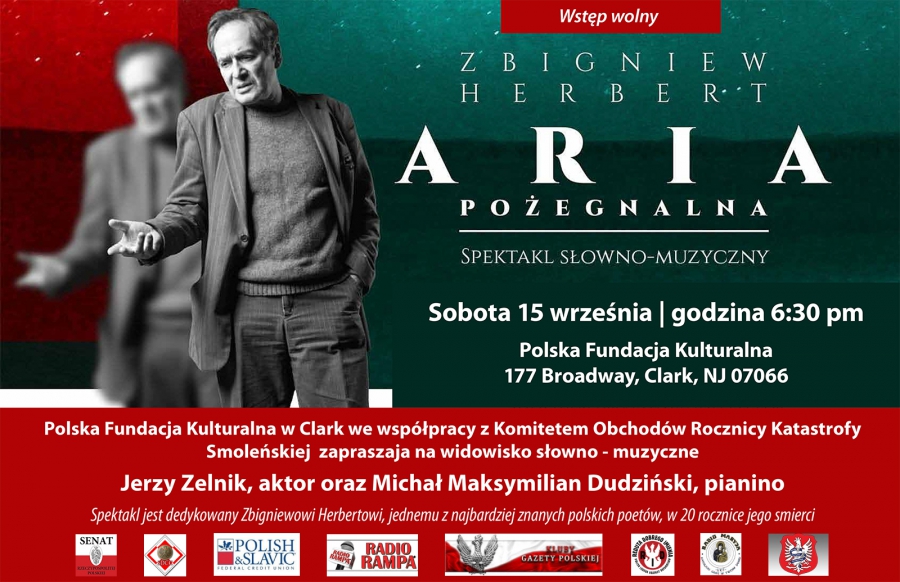 “Zbigniew Herbert - Aria Pożegnalna” - spektakl słowno-muzyczny